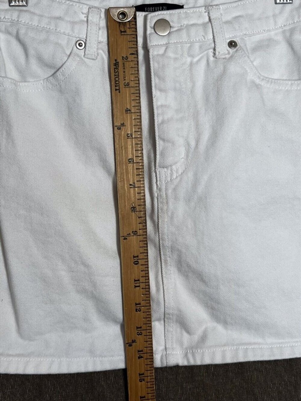 Forever 21 Demin Mini Skirt White Med 100% Cotton Solid - Picture 3 of 6
